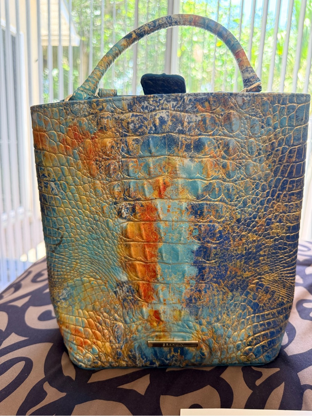 Brahmin Amelia Reef Melbourne Multicolor Embossed Small  Leather Shoulder Bag
